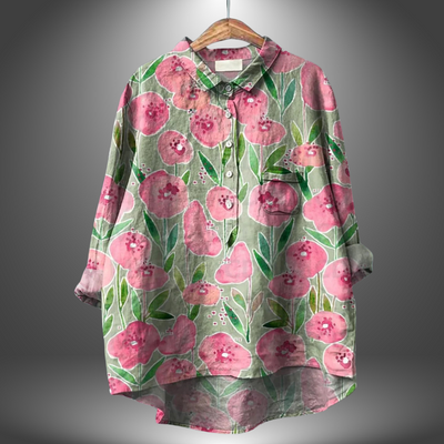 Edelmira - Camisa floral artesanal para mujer