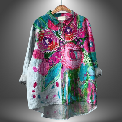 Edelmira - Camisa floral artesanal para mujer