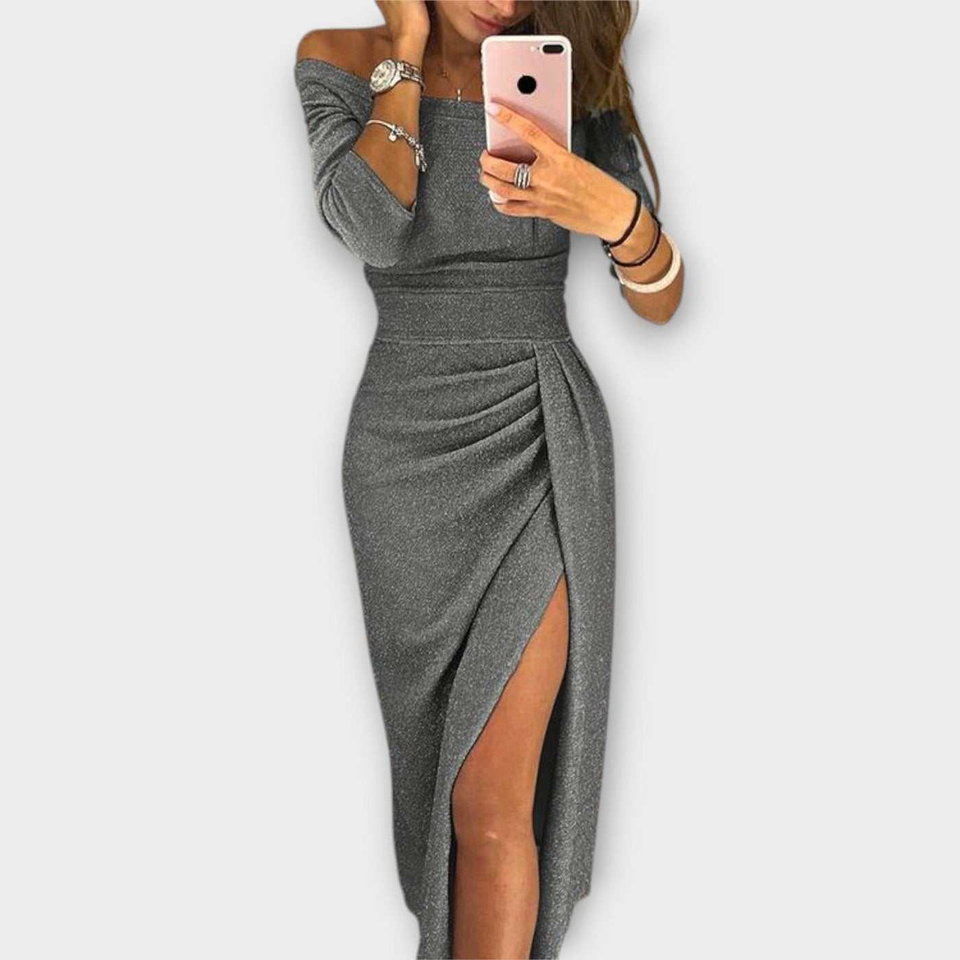 Aldana - Vestido elegante con hombros descubiertos