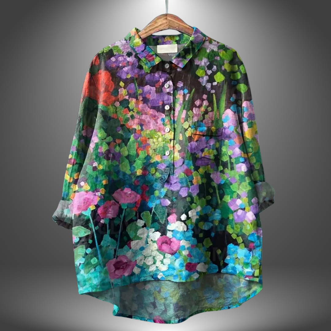 Edelmira - Camisa floral artesanal para mujer