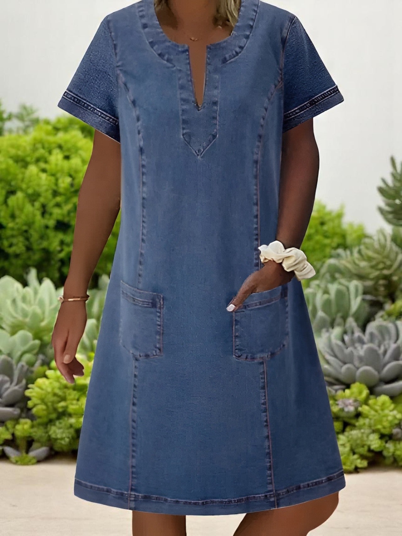 Célia | Vestido suave de denim con bolsillos