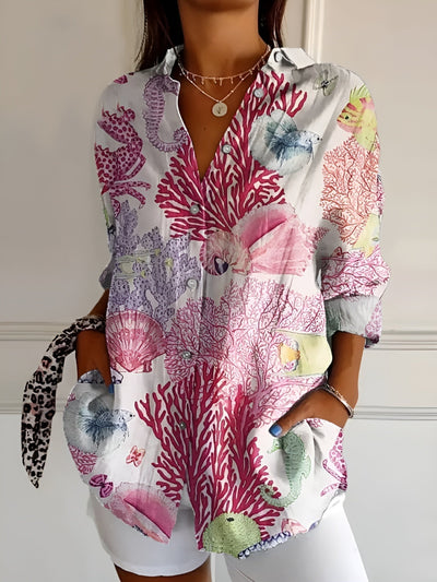 Joie - Blusa con estampado floral y botones
