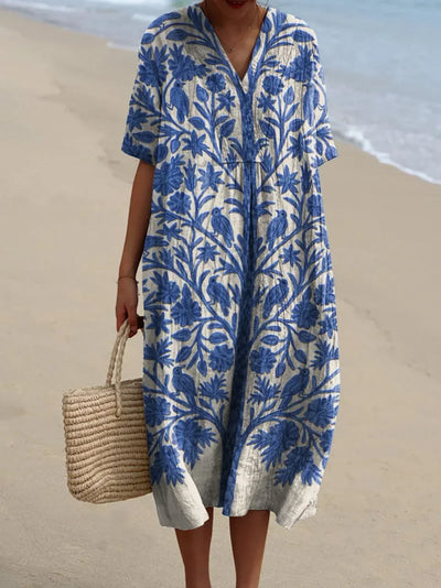 Chica | Vestido azul bordado